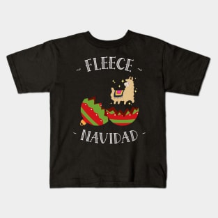 Fleece Navidad Christmas Llama Kids T-Shirt